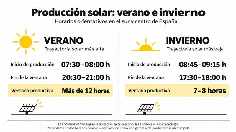 produccion solar en verano e invierno